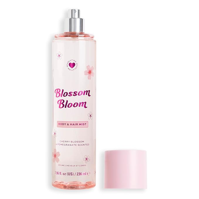 I Heart Revolution, Blossom Bloom Hair & Body Mist, Long-Lasting Perfume Spray, Notes of Jasmine, Amber, & Raspberry, Cruelty-Free & Vegan, 7.98 fl oz