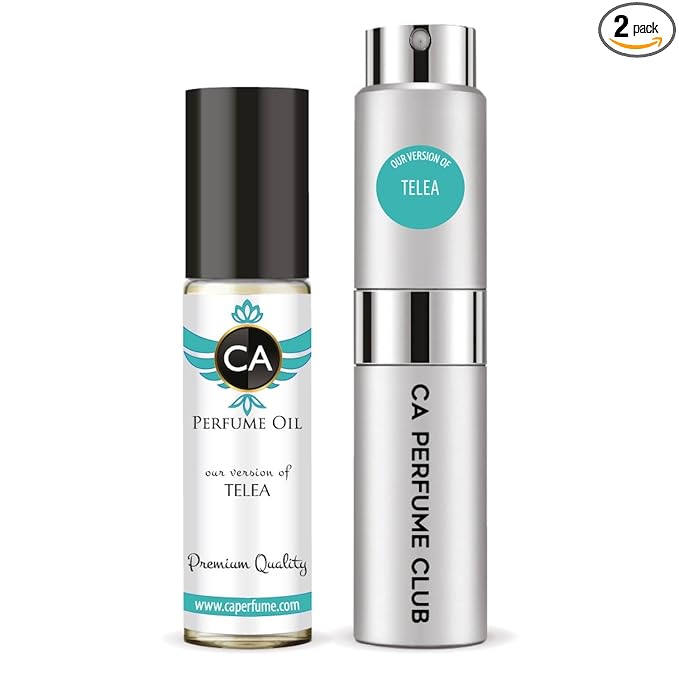CA Perfume Duo Impression of Telea For Women And Men Perfume Layering Set Long Lasting Travel Size EDP + Body Oil Roll-On Bottle 0.27 Fl Oz+0.33 Fl Oz