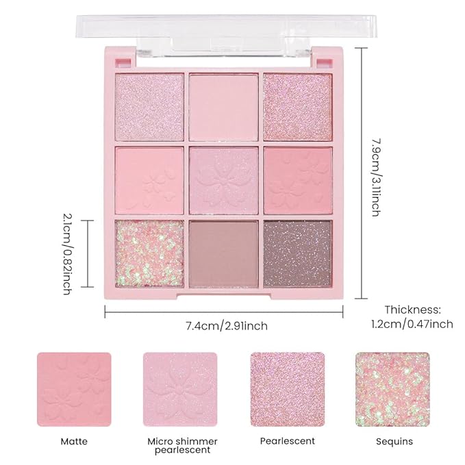 CAKAILA Light Pink Eyeshadow Palette,Neutral Nude Powder Eye Shadow for Older Women,Natural Long Lasting Naturing-Looking Pink Makeup Palette,Talc,Paraben Vegan & Cruelty Free