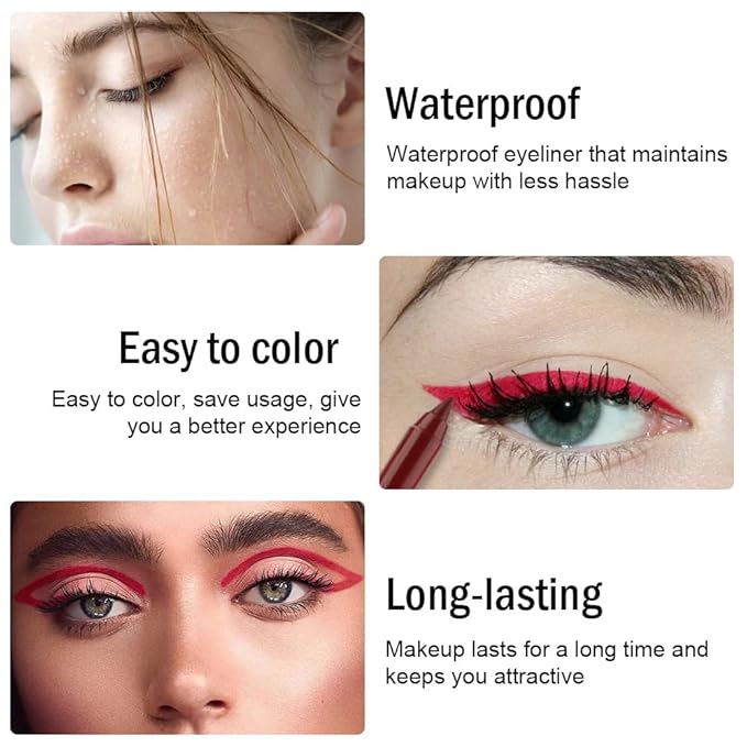 Kaely Gel Eyeliner Pencil for Women, True Red Eye Liner Waterproof Smudge Proof with Sharpener, Waterline Eye Makeup Liners, delineador de ojos contra el agua, Vegan & Cruelty-Free, 17
