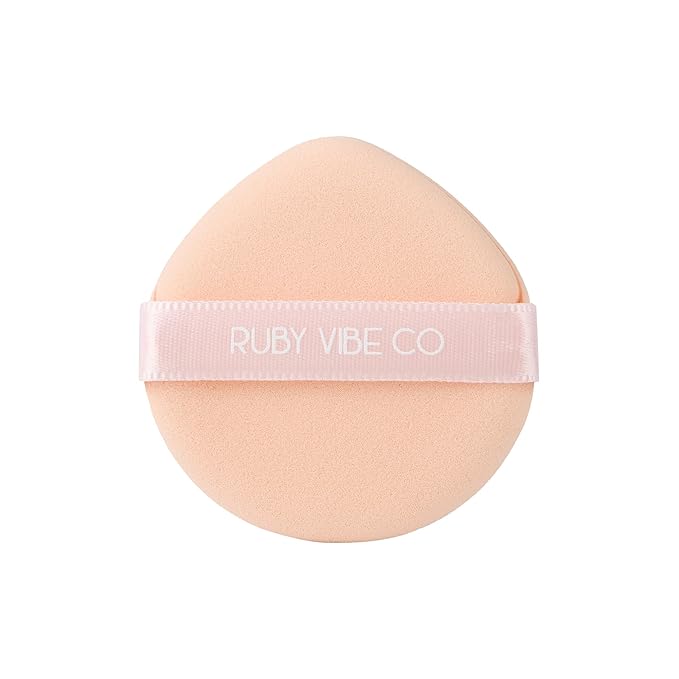 RubyAir Luxe Puffs, Set 2 Air Puffs, Round and Triangle Shapes, Latex-Free Velvet, Beige, for Foundation, Concealer, Blush, Setting Powder, Wet or Dry Use, All Skin Types | RUBY VIBE CO