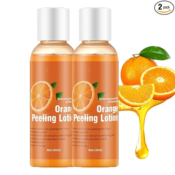 2PCS Orange Peeling Lotion, Body Peeling Lotion, Instant Exfoliation Dead Skin Remover Peeling Gel for Skin Body Face Neck Knees Foot