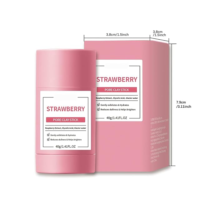 Clay Mask Stick, Deep pore Cleansing, Exfoliator Blackhead Remover Pore Cleanser Gentle Exfoliation Skin Brightening, Hydrating & Moisturizing Face Mud Mask for All Skin Types, Men & Women (Pink)