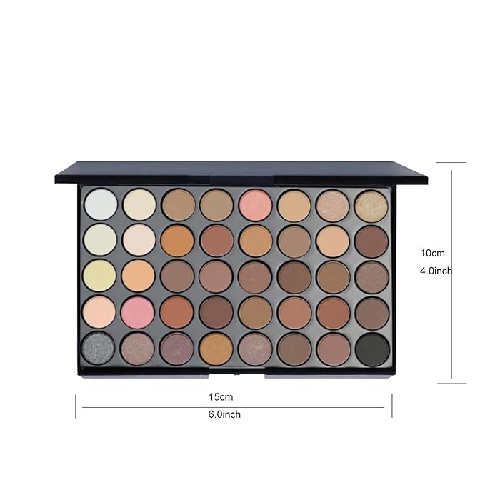 40 Colors Neutral Smokey Makeup Eyeshadow Palette, Professional High Pigmented Matte Glitter Black Grey Naked Nude Brown Makeup Pallet Waterproof Long Lasting Eye Shadow Powder