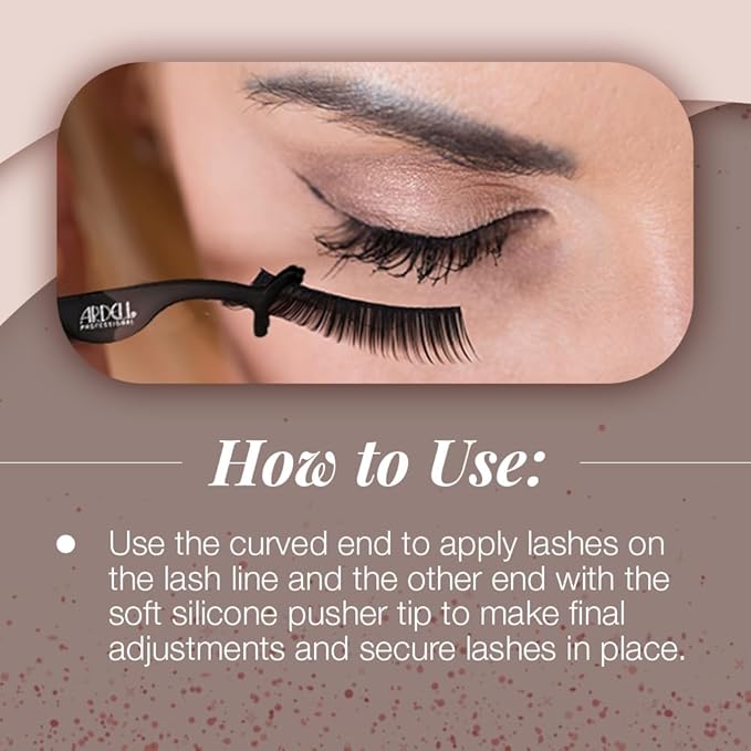 Ardell Silicone Lash Applicator Tool, Eyelash Tweezers for Lash Cluster, Strip Lashes Application, Soft Grip & Durable Design, Black