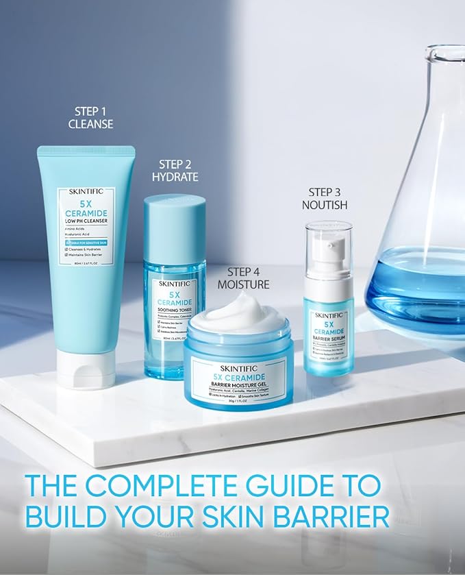 SKINTIFIC 5X Ceramide Barrier Repair Serum for Dry & Sensitive Skin Barrier Repair with Ceramide, Centella and Hyaluronic Acidx, Soothes Sensitive Skin, Reduces Redness & Strengthens Skin Barrier