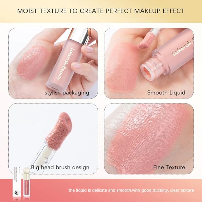 Natural-Looking Matte Finish Liquid Blush Face Tint - Waterproof & Long-lasting Pink & Red Blush Stick (4)