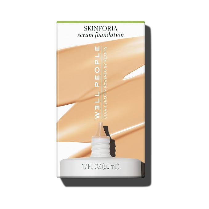 Well People Skinforia Serum Foundation, Lightweight Tinted Formula Hydrates, Smooths, and Evens Skin Tone with Birch Sap and Mushroom Complex, Long-Lasting, Natural Finish, 18 Light Warm