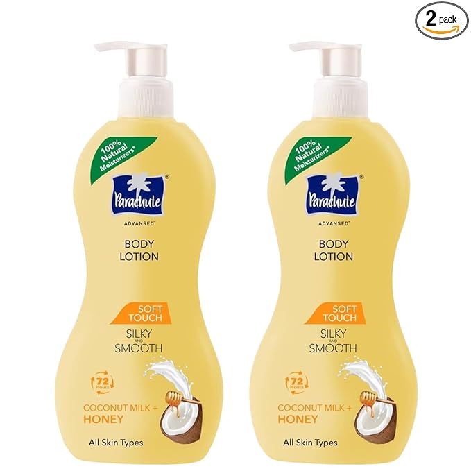 Parachute Advansed Soft Touch Body Lotion with Pure Coconut Milk & Honey |For Women & Men | All Skin types | 100% Natural, 72h Moisturisation | 13.5 Fl.oz. (Pack of 2)
