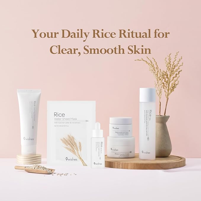 9 wishes Rice Foaming Cleanser - Korean Skin Care Facial Cleanser & Face Wash, Gentle Hydrating Cleanser for Sensitive Skin, Non Stripping Pore Cleansing Face Wash - 120ml / 4.05 fl.oz.
