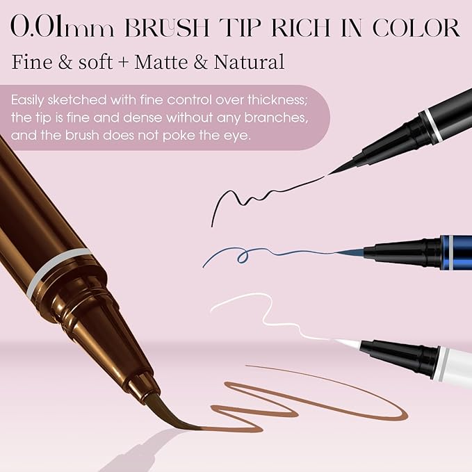 FADLASH Waterproof Eyeliner Liquid, Brown Ink Matte Eye Liner,Smooth & Dry Quickly Eye Pen Smudge-Proof, Long-Lasting Natural Look, Not Prone, Highly Pigmented, Vegan (0.6 ml)