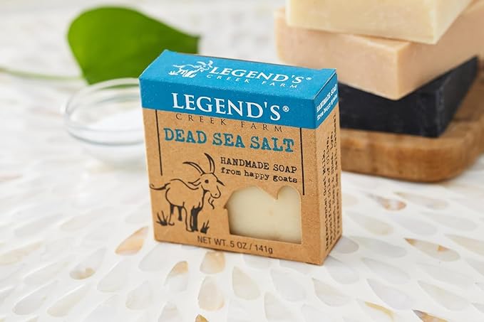 Legend's Creek Farm Goat Milk Soap - Cleansing Moisturizing Bar for Hands and Body - 5 Oz Creamy Lather, Nourishing, Gentle Natural Soap for Sensitive Skin (Dead Sea Salt, Pack of 3)