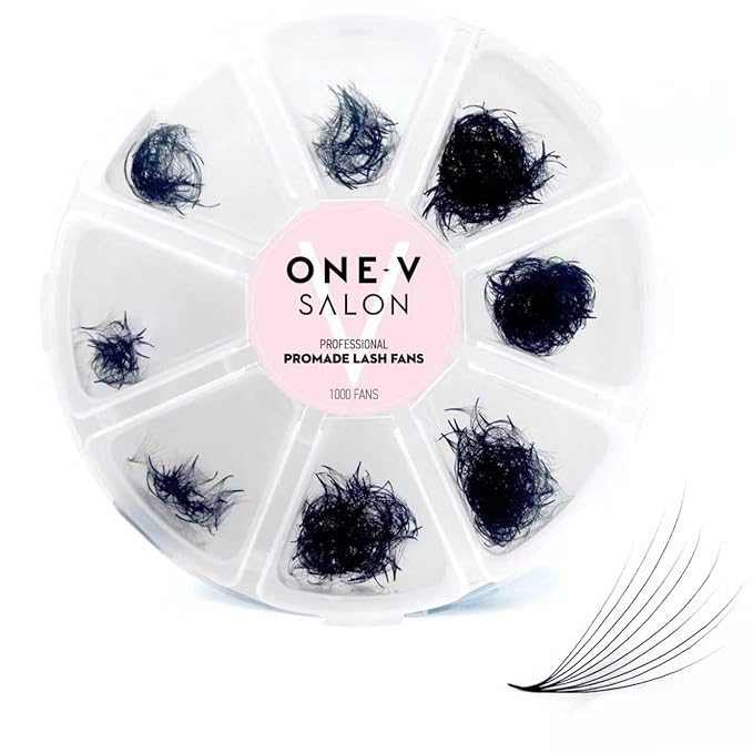 One V Salon Pro 8D Camellia Promade Loose Fans, 500 Premade Layered Volume Lash Fans | D Curl | 0.07 mm | 11-13-15 mm Mixed in Each Fan | Thin Base, Hand-Crafted Eyelash Extensions (8D-D-Curl)