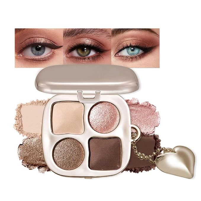 Warm Peach Nude Eyeshadow Palette – Matte & Shimmer High Pigment Blendable Long-Lasting Everyday Eye, Champagne Glow & Warm Neutral Contour Makeup Palette, Perfect for Blue, Green & Brown Eyes