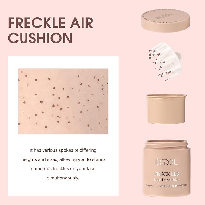 MARBUROLY Natural Freckle Nude Warm Blush Makeup Kit- Liquid Fake Freckle Air Cushion, 2 Colors Freckle Pen, Powder Cushion Blush, Waterproof Long Lasting Freckles Marker for Cheek