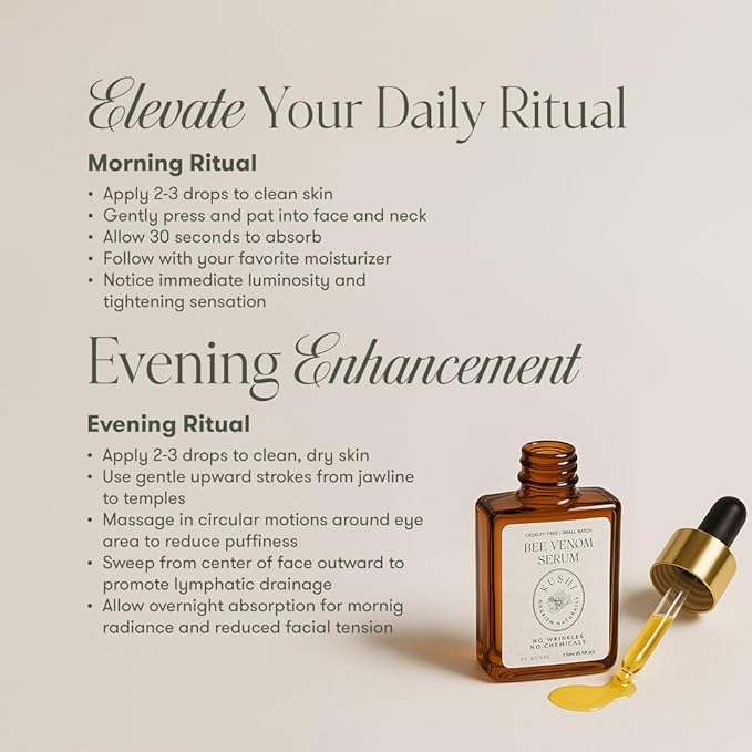 KUSHI Bee Venom Serum – Hydrating & Firming Face Serum for Radiant, Youthful-Looking Skin – Cruelty-Free, No Parabens or Sulfates – 15ml