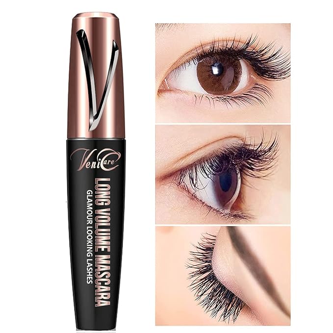 Venicare 4D Silk Fiber Lash Mascara, Lengthening and Thick, Volume, Long Lasting, Smudge-Proof, All Day Full, Long, Thick, Smudge-Proof Eyelashes (1 Pack)