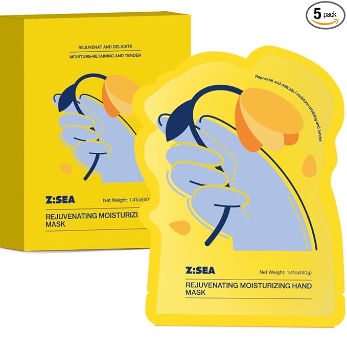 Z:SEA Repairing Hand Masks, Moisturizing Gloves for Dry Hands, Healing & Softening Rough Skin, Remove Wrinkles & Hangnails with Shea Butter, Niacinamide, Vitamin E & Glycerol, 5 Pack