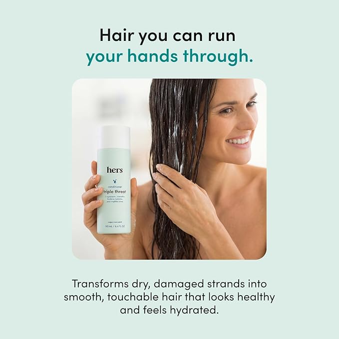 hers Triple Threat Conditioner - Amino Acid, Argan Oil, & Coconut Oil Formula - Moisturizing Conditioner for All Hair Types - Color-Safe & Sulfate-Free - Napa Rose Scent - 6.4 Fl Oz, 2 Pack