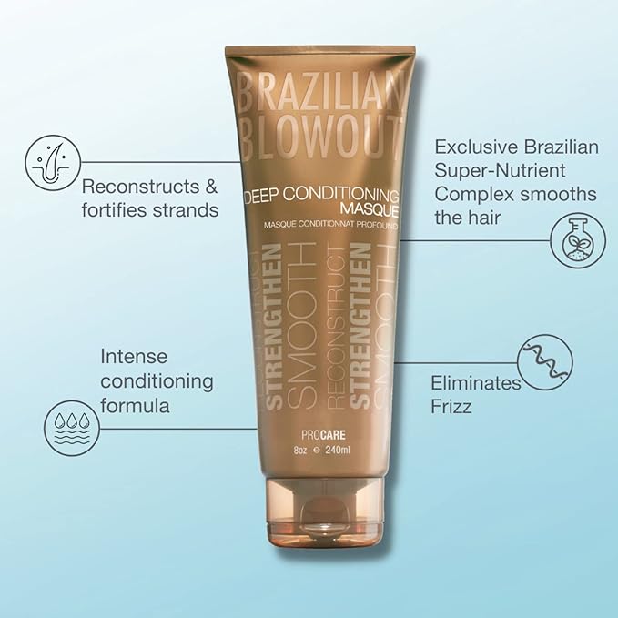 Brazilian Blowout Deep Conditioning Masque 8 fl oz for Dry Frizzy Hair