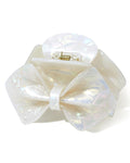 ACECHA Cute Bow Claw Clip - 3.1 Inch Sparkly Hair Claw Clips for Women, Non-slip Hairclips for Thin and Thick, Elegant Hair Accessories for Wedding Prom Party (White)