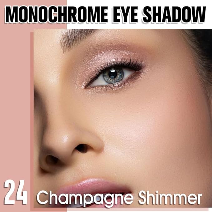 WanTuoluo Champagne Shimmer Single Glitter Cream Eyeshadow for Women, Rose Gold Sheer Monochrome Eye Shadow Makeup, Shiny Pressed Powder, Blendable Natural sombras para ojos, Girls Daily Gifts -24