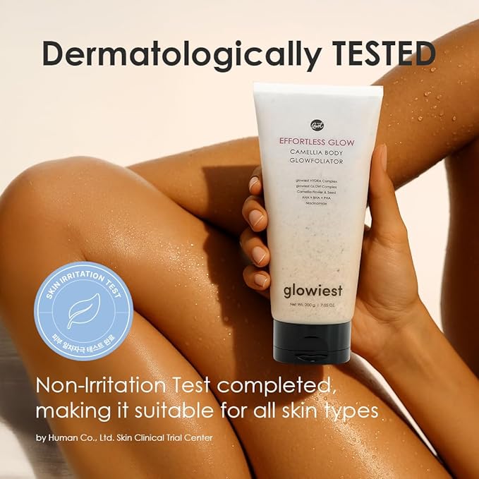 EFFORTLESS GLOW CAMELLIA BODY GLOWFOLIATOR - Natural Body Scrub for Soft & Luminous Skin - Camellia Seed and Flower & AHA, BHA, PHA