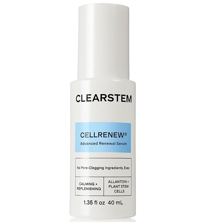 CLEARSTEM - CELLRENEW - Collagen Stem Cell Serum - Acne + Youthful Skin Face Serum - Hyaluronic Acid, Reishi, Aloe Vera - Facial Skin Care Products - Gluten Free, Cruelty Free - 1.35 Fl Oz / 40 mL