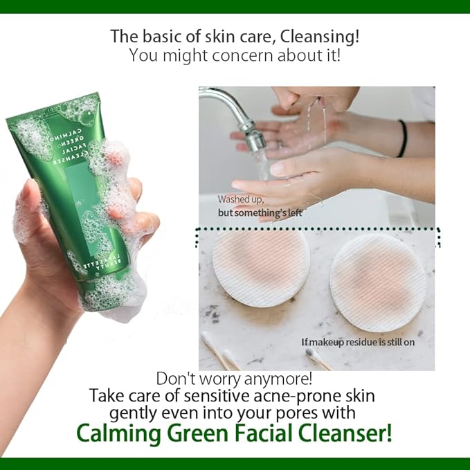 lapalette Calming Green Facial Cleanser | BHA & Green tea | Mild Cleansing Foam | Hydration & Soothing | Cruelty-Free, Paraben-Free | Korean Skin Care 120ml / 4.05 fl. oz.