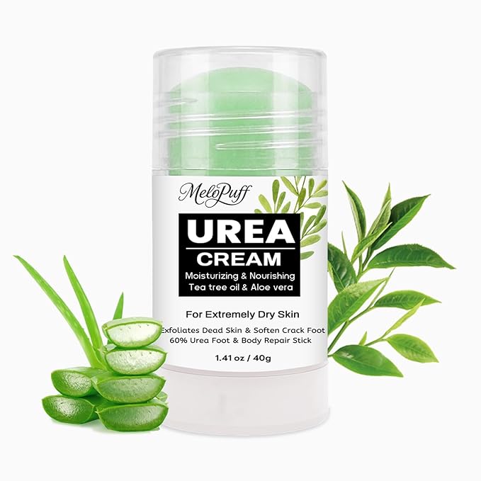 60% Urea Cream Stick with 2% Salicylic Acid, Tea Tree & Aloe Vera - Maximum Strength Foot Cream for Dry Cracked Heels, Callus Remover, Dead Skin Exfoliator for Hands, Knees, Elbows - 1.41oz