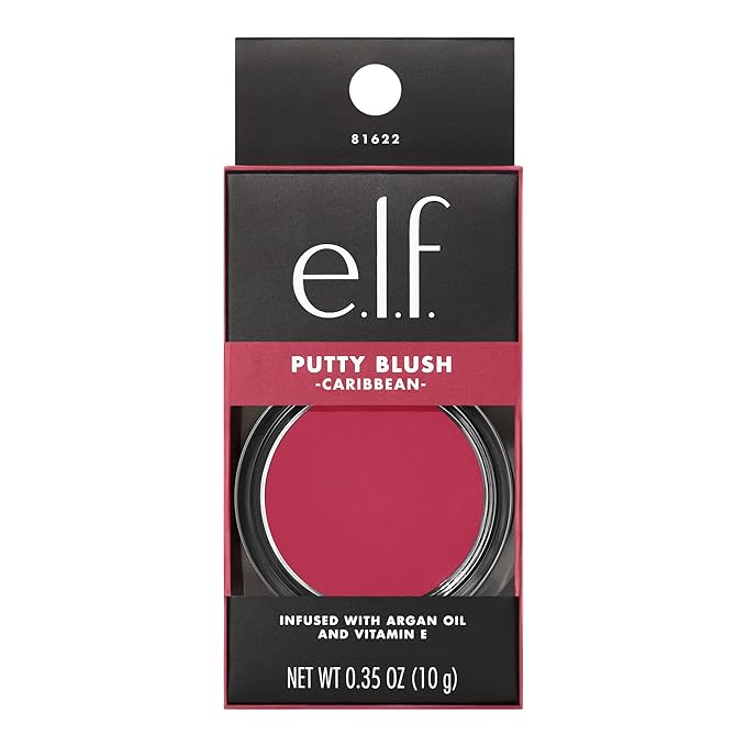 e.l.f. Putty Blush, Creamy & High-Pigment Formula For A Natural Glow, Delivers A Semi-Matte & Powder Finish, Vegan & Cruelty-Free, Caribbean
