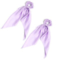 Pack of 2 Knotted Bow Hair Scrunchies Elastic Hair Scarf Hair Ties Bands Satin Hair Ribbon Scrunchy Ponytail Holder for Women and Girls, Hair Scarf Scrunchies, Hair Accessories (Lilac)