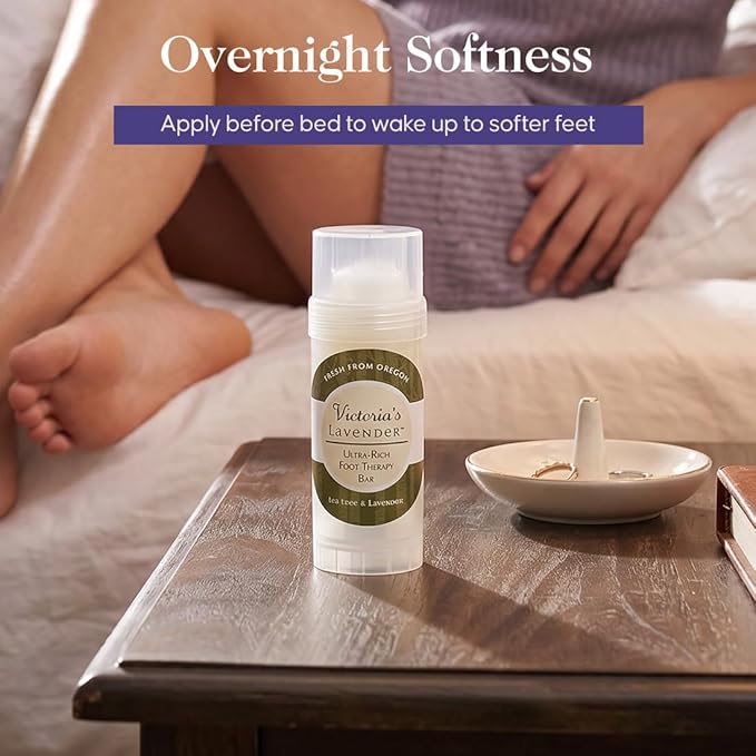 Victoria's Lavender Ultra-Rich Foot Balm Bar, Infused with Essential Oils and Shea Butter, Hydrating Foot Balm Stick for Dry Feet Care, Tea Tree & Lavender, 2.5 Oz