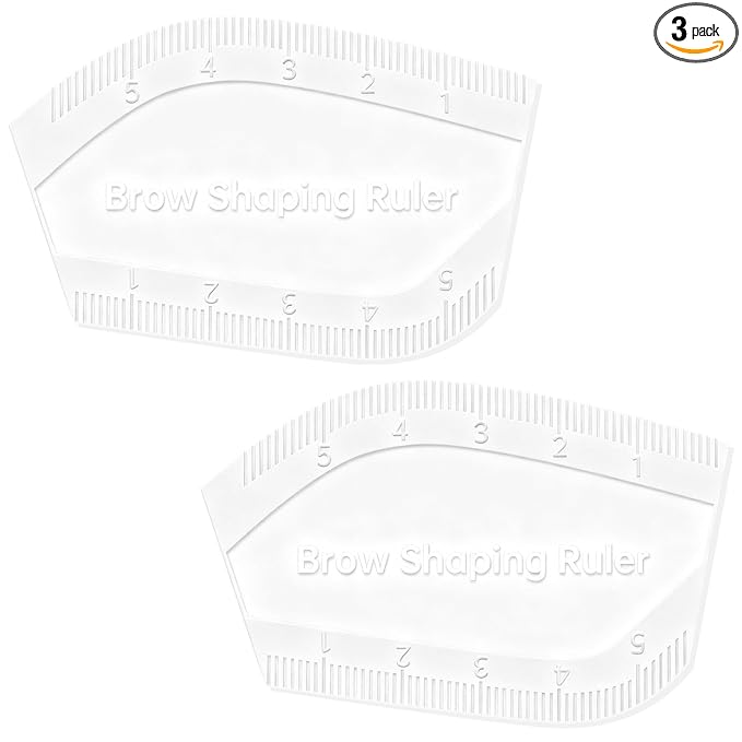 2Pcs Eyebrow Ruler and Mapping Tool, Arch Shaping Ruler with Measurement Scale for Microblading and Brow Design, Reuse Symmetrical Brow Shaping Kit for Women