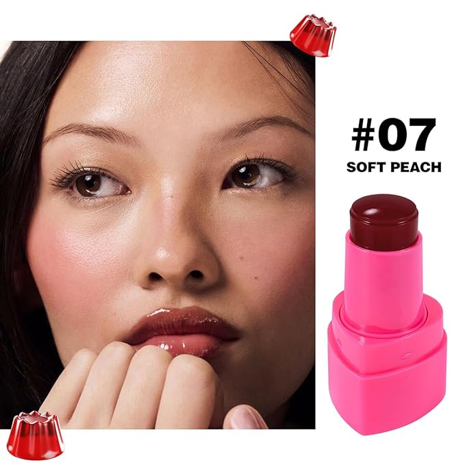 Multi-Use Cooling Water Jelly Blush, Juicy Love Blush, 3-In-1 Cheek Tint & Eyeshadow & Lip Tinted, Long-Lasting Moisture Creates A Moist Watercolor Effect-1,000+ Swipes Per Stick (#07)