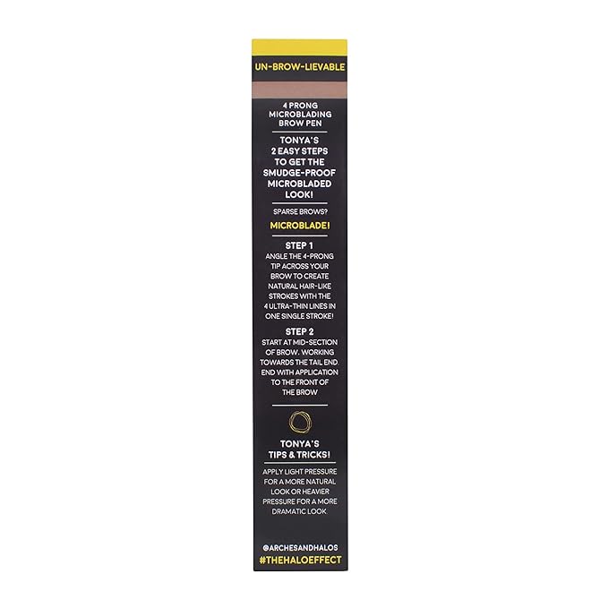 Arches & Halos Microblading Brow Shaping Pen - Fuller, More Defined Brow - Long-lasting, Smudge Resistant, Rich Color - Vegan and Cruelty Free Makeup - Sunny Blonde - 0.8 ml
