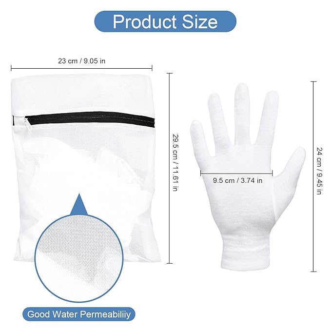 10 Pairs 100% Moisturizing Gloves for Dry Hands Overnight, Selizo 10 Pairs White Cotton Gloves for Women Eczema, Hand Moisturizer Sleeping Spa Gloves for Dry Hands Eczema