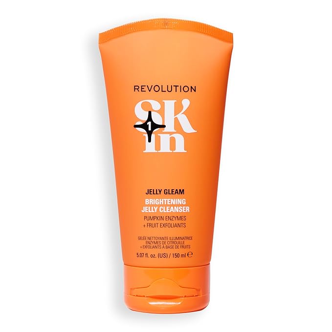 Revolution Skin, Jelly Gleam Natural Fruit AHAs Brightening Jelly Cleanser, Exfoliating Face Wash, Vegan & Cruelty-Free, 11.69 fl oz
