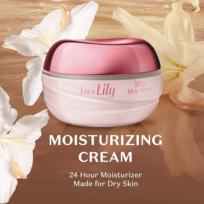 O BOTICARIO Love Lily Satin Hydrating Body Cream, 24 Hour Fragranced Body Butter for Dry Skin, 8.8 Ounce