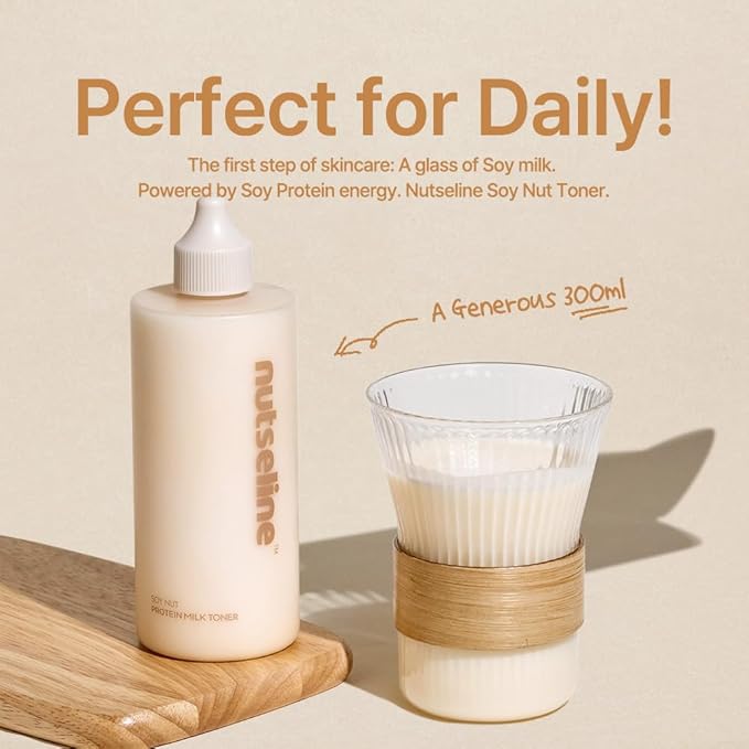 Korean Skin Care - Soy Nut Protein Hydrating Milk Toner 300ml with Amino Acids, Lightweight Moisturizing Face Toner, Milky Toner for Face Non Sticky Glow Finish, Daily Skin Toner for Women & Men