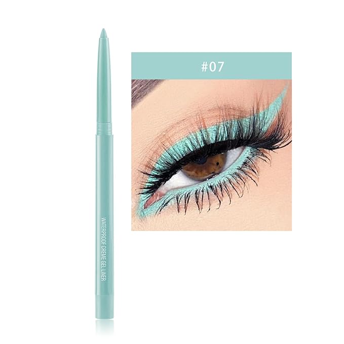 Eyeliner Pencil, Waterproof Eyeliner Long-lasting, Cyan-Eyeliners, High-Pigmented Colorful Eyeliners Easy To Use Eye Liner Pen for Women