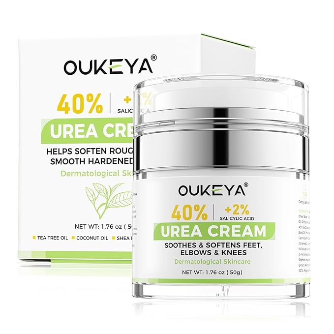 OUKEYA 40 Percent Urea Foot Cream,with Salicylic Acid,Tea Tree Oi & Ceramides,Cracked Heel Smooth | Dry Skin Exfoliator | Nourishes | For Foot,Hands, Elbows, Knees