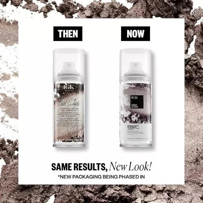 IGK First Class Charcoal Detox Dry Shampoo Bundle | Deep Cleansing For Oily Hair & Odor Absorbing | Adds Volume & Texture | For All Hair Types | 6.3 oz + 2 oz