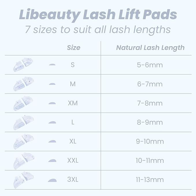 Libeauty Premium Lash Lift Rods, Eyelash Lift Shields 7 Sizes, Reusable Silicone Pads for Eyelash Curling & Lifting, C-Curl White Cat Shape
