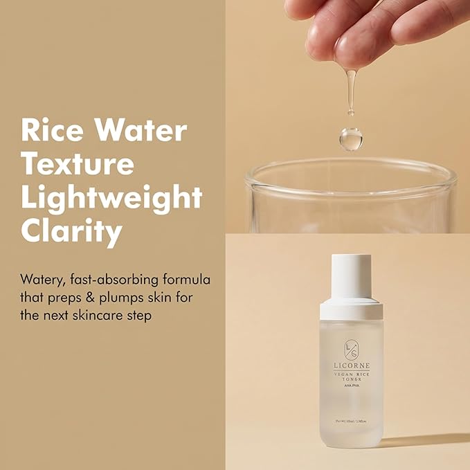 Licorne Vegan Rice Toner Korean Face Toner with Rice Water, Hydrating Milky Toner, K-Beauty Skincare for Smooth, Radiant-Looking Skin, 100ml 3.38 Fl Oz