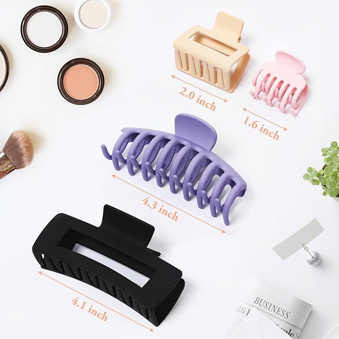 16 Pcs Nonslip Banana Clips for Women - Large and Small Matte Claws with Strong Hold for Thin, Thick, or Curly Hair