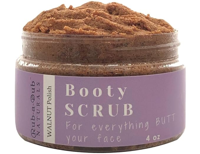 Premium Walnut Body, Back and Booty Scrub, Exfoliating Butt Scrub for Acne, Cellulite, Stretch Marks, ingrown Hair, Keratosis Pilaris, Made in USA, 4 Ounce (Pack of 1)