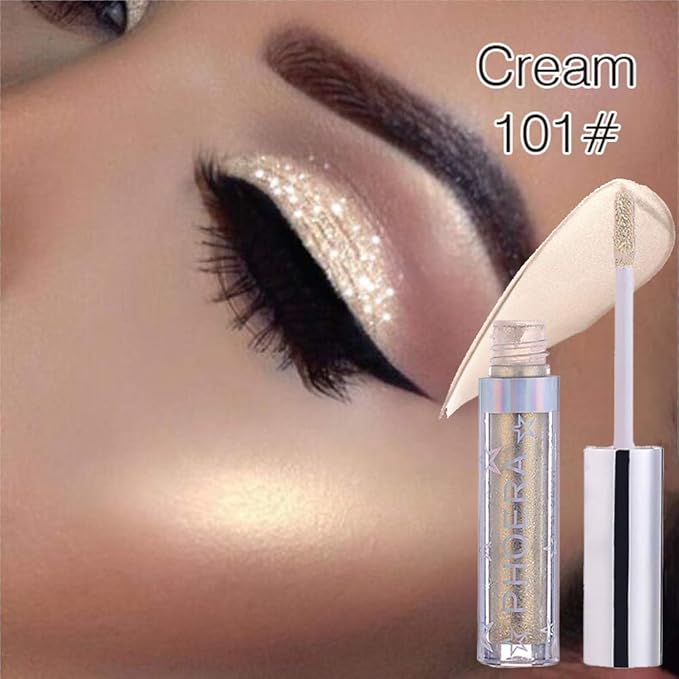 Liquid Eyeshadow 12 Colors Long Lasting Waterproof Shining Shimmer Glitter Eyeline liquid Matte Eyeshadow ,Girls Silver Liquid Eyeshadow for Party Festival Makeup Beauty