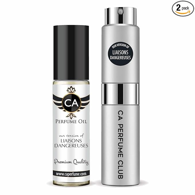 CA Perfume Duo Impression of Liaisons Dangereuses For Women And Men Perfume Layering Set Long Lasting Travel Size EDP + Body Oil Roll-On Bottle 0.27 Fl Oz+0.33 Fl Oz