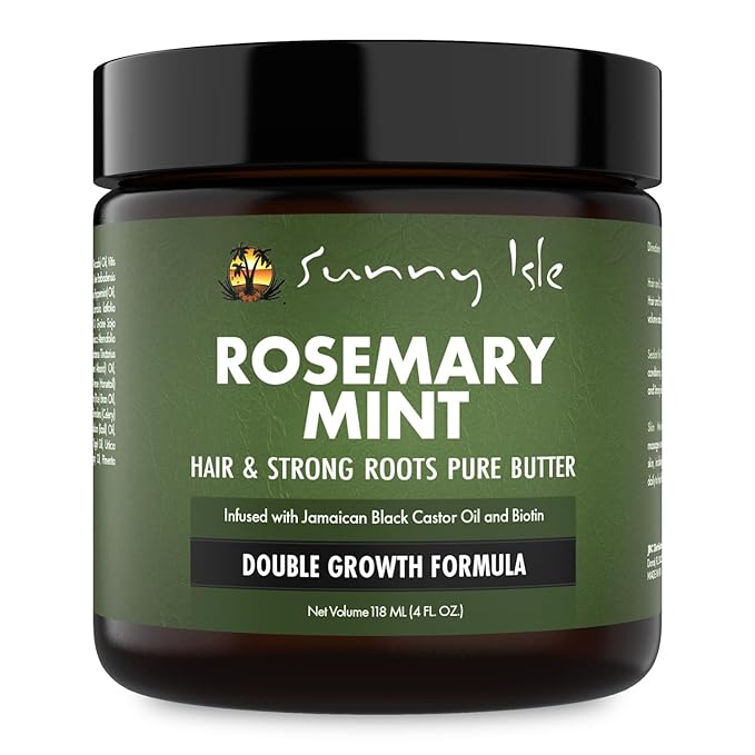 Sunny Isle Rosemary Mint Hair & Strong Roots Butter 4 oz - Biotin, Jamaican Black Castor Oil
